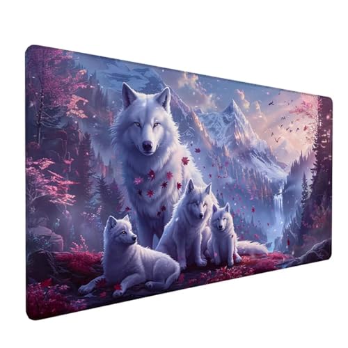 Gaming Mauspad XXL 700x300x3 mm Groß Mousepad Blau Schreibtischunterlage Wolf Mouse Pad mit rutschfeste Gummibasis, Vernähte Kanten Design Wasserdicht Mouse Pad für PC Gaming Zubehör, Geschenk Z-864 von Zoulile