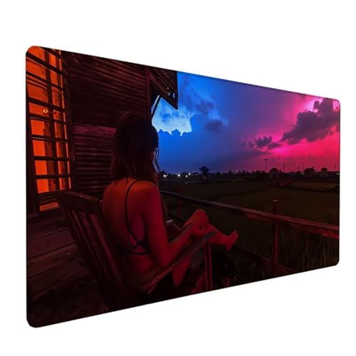 Gaming Mauspad XXL 700x300x3 mm Groß Mousepad Rosa Schreibtischunterlage Frau Mouse Pad mit rutschfeste Gummibasis, Vernähte Kanten Design Wasserdicht Mouse Pad für PC Gaming Zubehör, Geschenk Z-543 von Zoulile