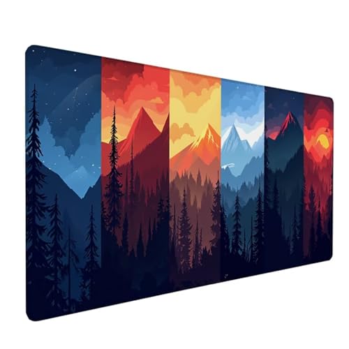 Gaming Mauspad XXL 900x300x3 mm Groß Mousepad Grau Schreibtischunterlage Berg Mouse Pad mit rutschfeste Gummibasis, Vernähte Kanten Design Wasserdicht Mouse Pad für PC Gaming Zubehör, Geschenk Z-636 von Zoulile