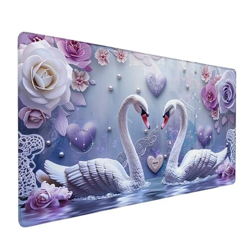 Gaming Mauspad XXL 900x300x3 mm Groß Mousepad Lila Schreibtischunterlage Blume Mouse Pad mit rutschfeste Gummibasis, Vernähte Kanten Design Wasserdicht Mouse Pad für PC Gaming Zubehör, Geschenk Z-862 von Zoulile