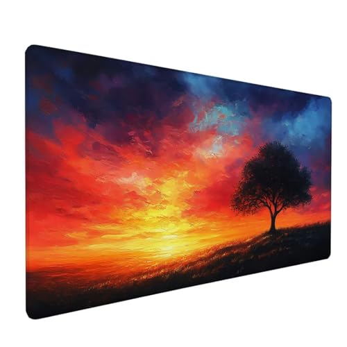 Grau Mousepad XXL 800 x 400 x 4 mm, Groß Gaming Mauspad Landschaft Muster, Schreibtischunterlage rutschfeste Gummibasis, Wasserfest Mouse Pad Vernähte Kanten, Büro Deko, Geschenke für Frauen Z-10 von Zoulile