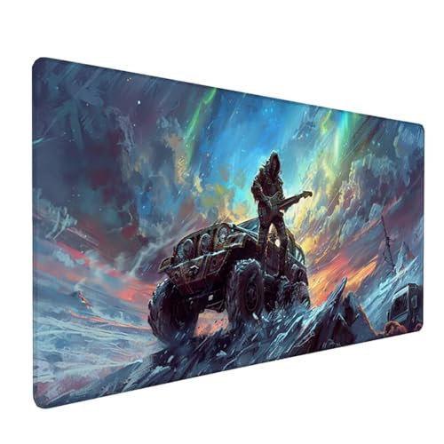 Grün Mousepad XXL 700 x 400 x 3 mm, Groß Gaming Mauspad Aurora Muster, Schreibtischunterlage rutschfeste Gummibasis, Wasserfest Mouse Pad Vernähte Kanten Design, Büro Deko, Geschenke für Frauen Z-558 von Zoulile