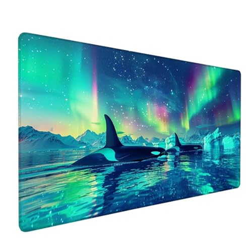 Grün Schreibtischunterlage Aurora Mousepad Groß 1500 x 800 x 3 mm XXL Mauspad mit Wasserdicht rutschfest Gummibasis, für PC MacBook und Laptop Mousepad Gaming Zubehör für Büro Deko Aesthetic Z-925 von Zoulile