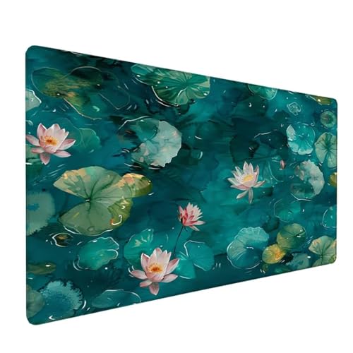 Grün Schreibtischunterlage Lotus Mousepad Groß 1600 x 800 x 3 mm XXL Mauspad mit Wasserdicht rutschfest Gummibasis, für PC MacBook und Laptop Mousepad Gaming Zubehör für Büro Deko Aesthetic Z-914 von Zoulile