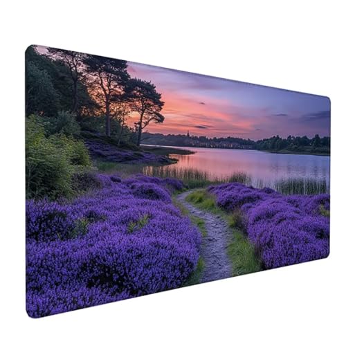 Lila Schreibtischunterlage Blume Mousepad Groß 1500 x 800 x 3 mm XXL Mauspad mit Wasserdicht rutschfest Gummibasis, für PC MacBook und Laptop Mousepad Gaming Zubehör für Büro Deko Aesthetic Z-219 von Zoulile