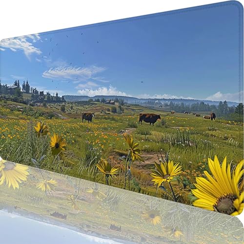 Mauspad Blau Mauspad XXL 1500x800x3 mm XXL Mousepad Himmel Mousepad Gaming Zubehör mit Vernähten Kanten Design, Waschbares Mouse Pad Wasserdicht und Langlebig für Maus und Tastatur, Office Deko 38-Vt von Zoulile