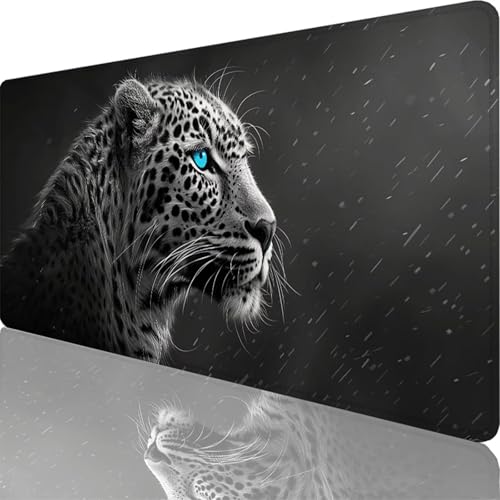 Mauspad Schwarz Mauspad XXL 1600x800x3 mm XXL Mousepad Leopard Mousepad Gaming Zubehör mit Vernähten Kanten Design, Waschbares Mouse Pad Wasserdicht und Langlebig für Maus, Tastatur, Office Deko 75-6t von Zoulile