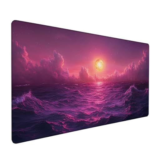 Rosa Mousepad XXL 900 x 400 x 4 mm, Groß Gaming Mauspad Meer Muster, Schreibtischunterlage mit Rutschfeste Gummibasis, Wasserfest Mouse Pad Vernähte Kanten Design, Büro Deko, Geschenke für Frauen Z-79 von Zoulile