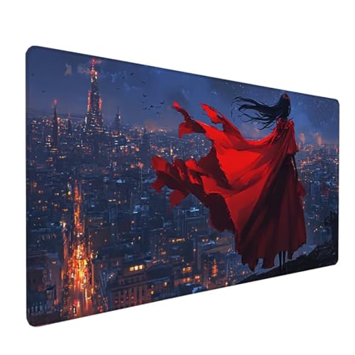 Rot Mousepad XXL 700 x 400 x 4 mm, Groß Gaming Mauspad Karikatur Muster, Schreibtischunterlage Rutschfeste Gummibasis, Wasserfest Mouse Pad Vernähte Kanten Design, Büro Deko, Geschenke für Frauen Z-91 von Zoulile