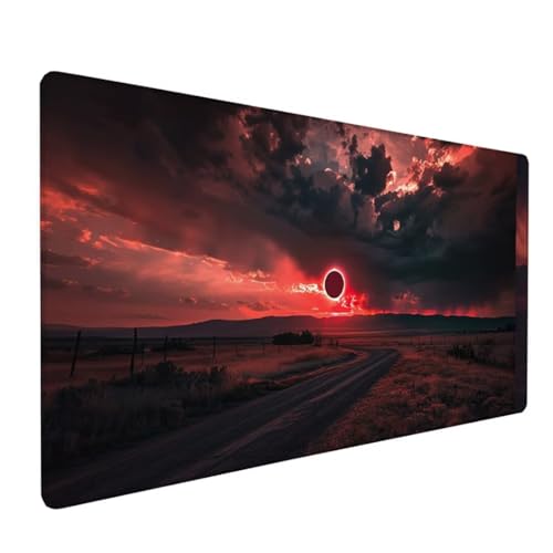 Rot Schreibtischunterlage Abstrakt Mousepad Groß 1000x500x3 mm XXL Mauspad mit Wasserdicht rutschfest Gummibasis, für PC MacBook und Laptop Mousepad Gaming Zubehör für Büro Deko Aesthetic Z-411 von Zoulile