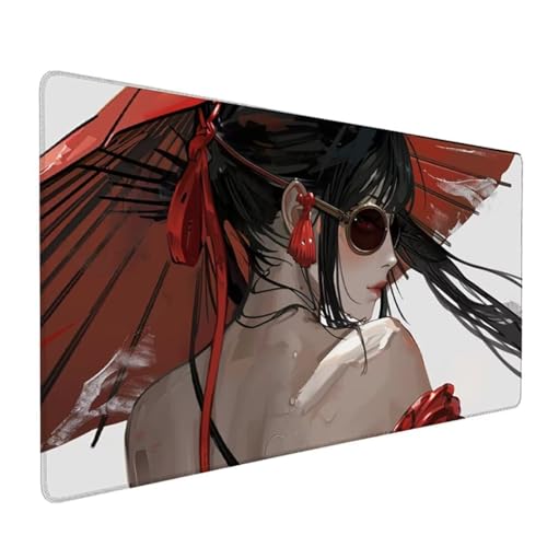 Schwarz Mousepad XXL 900 x 400 x 3 mm, Groß Gaming Mauspad Frau Muster, Schreibtischunterlage Rutschfeste Gummibasis, Wasserfest Mouse Pad Vernähte Kanten Design, Büro Deko, Geschenke für Frauen Z-849 von Zoulile