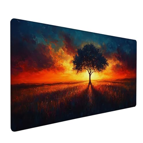 Schwarz Schreibtischunterlage Baum des Lebens Mousepad Groß 1500 x 800 x 3 mm XXL Mauspad Wasserdicht rutschfest Gummi, für PC MacBook und Laptop Mousepad Gaming Zubehör für Büro Deko Aesthetic Z-9 von Zoulile