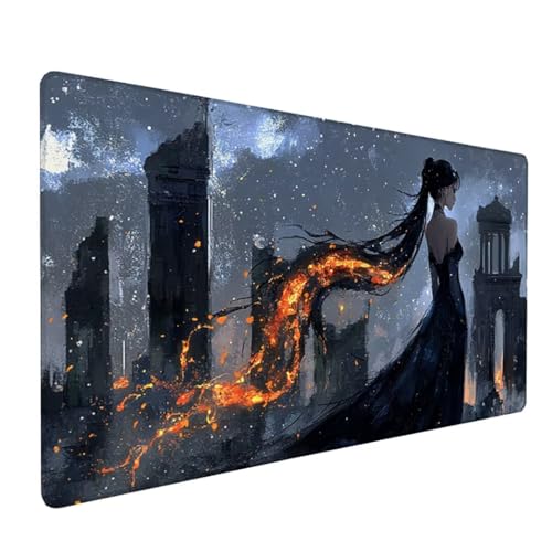 Schwarz Schreibtischunterlage Karikatur Mousepad Groß 1500 x 800 x 3 mm XXL Mauspad Wasserdicht rutschfest Gummibasis, für PC MacBook und Laptop Mousepad Gaming Zubehör für Büro Deko Aesthetic Z-92 von Zoulile