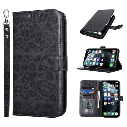 Zouzt Hülle für iPhone 11 Pro 5,8-Zoll, Stoßfestes PU Leder Handyhülle Lederhülle Klapphülle mit Kartenhalter und Standfunktion Flip Leather Wallet Phone Cover (Schwarzer Leopard) von Zouzt