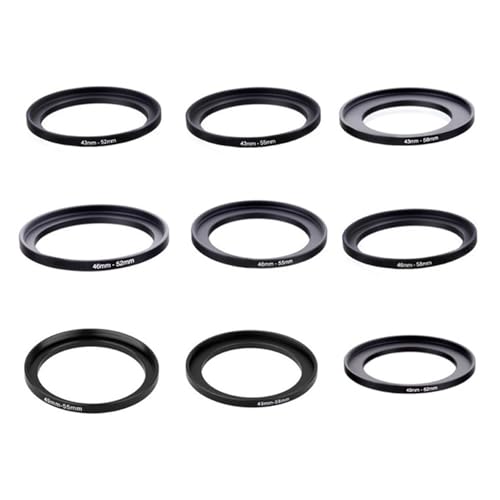 Zqunzh 10 stücke 37-46 43-52 43-55 43-58 46-52 46-55 46-58 49-55 49-58 49-62mm Metall Step Up Ringe Objektiv Adapter Filter Set(10pcs 49-58mm) von Zqunzh