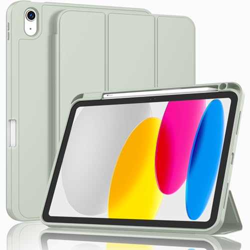 ZryXal iPad 10. Generation Hülle 10,9 Zoll 2022 mit Stifthalter, Smart iPad-Hülle mit weicher TPU-Rückseite [unterstützt Auto Wake/Sleep] (Sega Green) von ZryXal