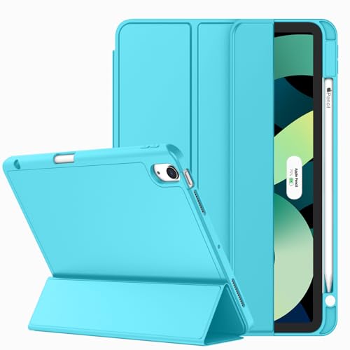 ZryXal iPad Air 11 Zoll Hülle M2 2024/iPad Air Hülle 5. Generation/4. Generation 2022/2020 10,9 Zoll, Smart iPad Hülle [unterstützt Touch ID und Auto Wake/Sleep] (Cyan) von ZryXal