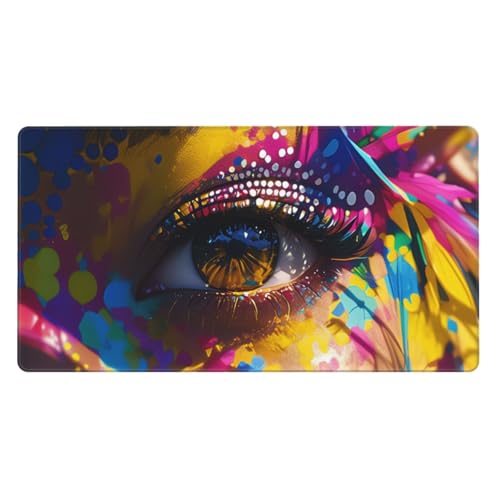 1200x600x3mm XXL Gaming Mauspad Auge Mousepad Kunst Mouse pad mit Genähte Kanten, Desk Mat rutschfeste Gummibasis verbessert Präzision und Geschwindigkeit, Gaming PC Zubehör, Aesthetic Room Decor von Zsccvzlu