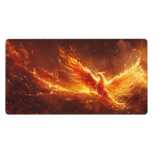 1200x600x3mm XXL Gaming Mauspad Phönix Mousepad Fantasie Mouse pad mit Genähte Kanten, Desk Mat Rutschfeste Gummibasis verbessert Präzision und Geschwindigkeit, Gaming PC Zubehör, Aesthetic Room Decor von Zsccvzlu