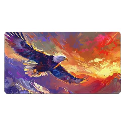 1500x800x3mm XXL Gaming Mauspad Adler Mousepad Berge Mouse pad mit Genähte Kanten, Desk Mat rutschfeste Gummibasis verbessert Präzision und Geschwindigkeit, Gaming PC Zubehör, Aesthetic Room Decor von Zsccvzlu