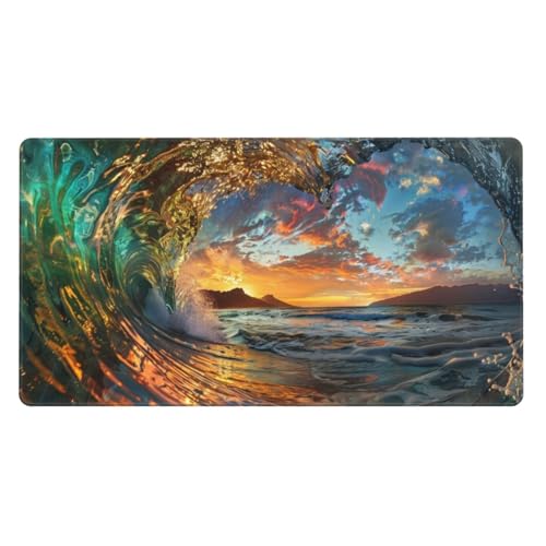 800x300x3mm XXL Gaming Mauspad Wellen Mousepad Realistisch Mouse pad mit Genähte Kanten, Desk Mat rutschfeste Gummibasis verbessert Präzision und Geschwindigkeit, Gaming PC Zubehör, Zimmer Deko von Zsccvzlu