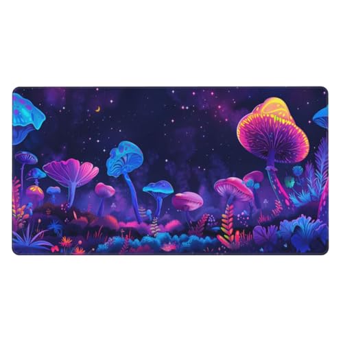 900x400x3mm XXL Gaming Mauspad Pilz Mousepad Sternenklarer Himmel Mouse pad mit Genähte Kanten, Desk Mat Rutschfeste Gummibasis verbessert Präzision und Geschwindigkeit, Gaming PC Zubehör, Zimmer Deko von Zsccvzlu