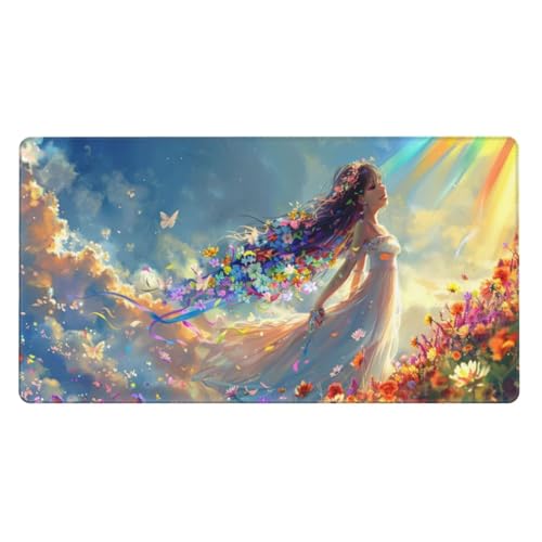 Frau Mauspad XXL 1500x800X3MM Große Blume Mousepad, Schwarz Gaming Schreibtischunterlage mit Genähte Kanten and rutschfeste Gummibasis, PC Gaming Zubehör für Home Zimmer Office, Geschenke für Männer von Zsccvzlu