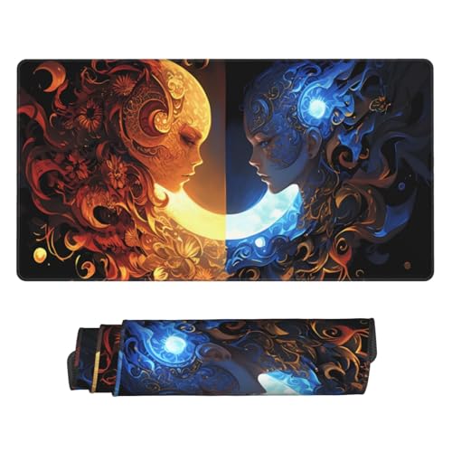 Frau Mauspad XXL 800x400X3MM Große Fantasie Mousepad, Schwarz Gaming Schreibtischunterlage mit Genähte Kanten and Rutschfeste Gummibasis, PC Gaming Zubehör für Home Zimmer Office, Geschenke für Männer von Zsccvzlu