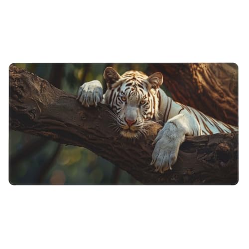 Gaming Mauspad XXL 1200x600X3MM, Tiger Mousepad mit Vernähte Kanten, WassXerdicht Anti-Rutsch Mouse Pad Baum, für PC, MacBook, Laptop Verbessert Präzision und Geschwindigkeix, Gaming Büro Deko, Gifts von Zsccvzlu