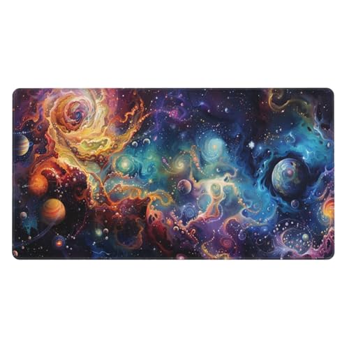 Gaming Mauspad XXL 500x250X3MM, Sternenklarer Himmel Mousepad mit Vernähte Kanten, WassXerdicht Anti-Rutsch Mouse Pad Planet, für PC, Laptop, Verbessert Präzision und Geschwindigkeix, Gaming Büro Deko von Zsccvzlu