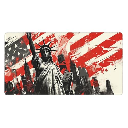 Gaming Mauspad XXL 600x300X3MM, Freiheitsstatue Mousepad mit Vernähte Kanten, WassXerdicht Anti-Rutsch Mouse Pad New York, für PC, MacBook, Laptop Verbessert Präzision und Geschwindigkeix, Büro Deko von Zsccvzlu