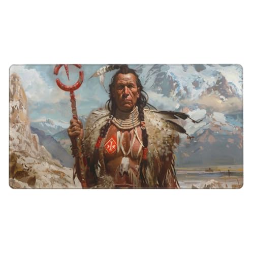 Gaming Mauspad XXL 700x300X3MM, Indianer Mousepad mit Vernähte Kanten, WassXerdicht Anti-Rutsch Mouse Pad Stamm, für PC, MacBook, Laptop Verbessert Präzision und Geschwindigkeix, Gaming Büro Deko von Zsccvzlu