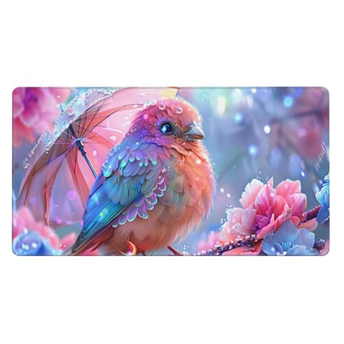 Gaming Mauspad XXL 800x300X3MM, Vogel Mousepad mit Vernähte Kanten, WassXerdicht Anti-Rutsch Mouse Pad Blume, für PC, MacBook, Laptop Verbessert Präzision und Geschwindigkeix, Gaming Büro Deko, Gifts von Zsccvzlu