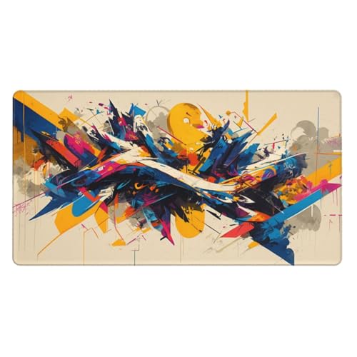 Gaming Mauspad XXL 800x300X3MM, abstrakt Mousepad mit Vernähte Kanten, WassXerdicht Anti-Rutsch Mouse Pad Kunst, für PC, MacBook, Laptop Verbessert Präzision und Geschwindigkeix, Gaming Büro Deko von Zsccvzlu