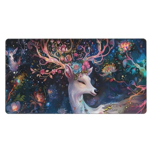 Gaming Mauspad XXL 800x400X3MM, Reh Mousepad mit Vernähte Kanten, WassXerdicht Anti-Rutsch Mouse Pad Fantasie, für PC, MacBook, Laptop Verbessert Präzision und Geschwindigkeix, Gaming Büro Deko, Gifts von Zsccvzlu