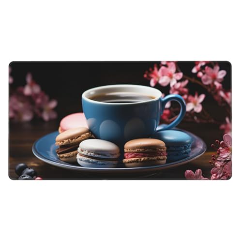 Macaron Mauspad XXL 1000x500X3MM Große Kaffee Mousepad, Schwarz Gaming Schreibtischunterlage mit Genähte Kanten and rutschfeste Gummibasis, PC Gaming Zubehör für Home Office, Geschenke für Männer von Zsccvzlu