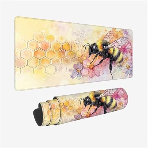 Gaming Mauspad Biene Mousepad Blume Schreibtischunterlage Groß 1600x800X0.3MM, rutschfeste Mauspad Gaming Zubehör für Verbessert Präzision und Geschwindigkei, Büro Deko Aesthetic, Geschenke Model-420 von Zsoxooll