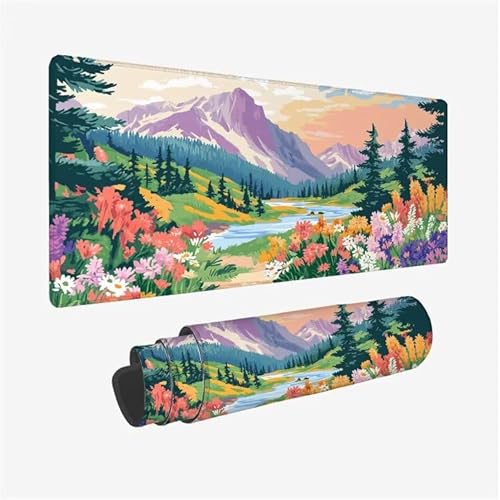 Gaming Mauspad Gebirge Mousepad Wald Schreibtischunterlage Groß 700x300X0.3MM, rutschfeste Mauspad Gaming Zubehör für Verbessert Präzision und Geschwindigkei, Büro Deko Aesthetic, Geschenke Model-114 von Zsoxooll