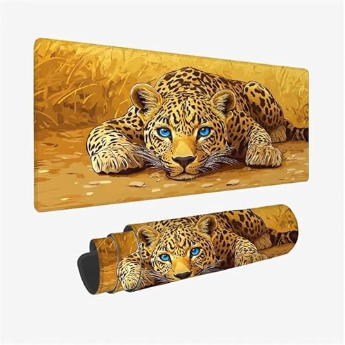 Leopard Mauspad XXL 500x250X0.3MM, Mousepad Tier Muster Design, Schreibtischunterlage mit 3 mm Rutschfeste Gummibasis, Vernähte Kanten, Wetterfest, Schreibtisch Zubehör, Desk Deko, Geschenke Model-492 von Zsoxooll