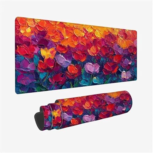 Mauspad Blume Schreibtischunterlage Farbe Mousepad XXL 1600x800X0.3MM, Wetterfest Mauspad Gaming Zubehör mit Rutschfeste Gummibasis, Mouse Pad Schreibtisch Zubehör für Office Deko Gifts, Model-340 von Zsoxooll