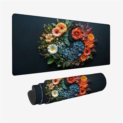 Mauspad Blume Schreibtischunterlage Farbe Mousepad XXL 800x300X0.3MM, Wetterfest Mauspad Gaming Zubehör mit Rutschfeste Gummibasis, Mouse Pad Schreibtisch Zubehör für Office Deko Gifts, Model-5255 von Zsoxooll