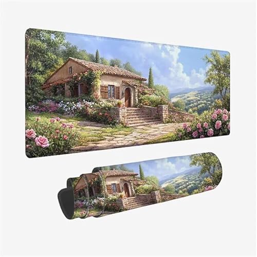 Mauspad Blume Schreibtischunterlage Kabine Mousepad XXL 500x250X0.3MM, Wetterfest Mauspad Gaming Zubehör mit Rutschfeste Gummibasis, Mouse Pad Schreibtisch Zubehör für Office Deko Gifts, Model-2792 von Zsoxooll