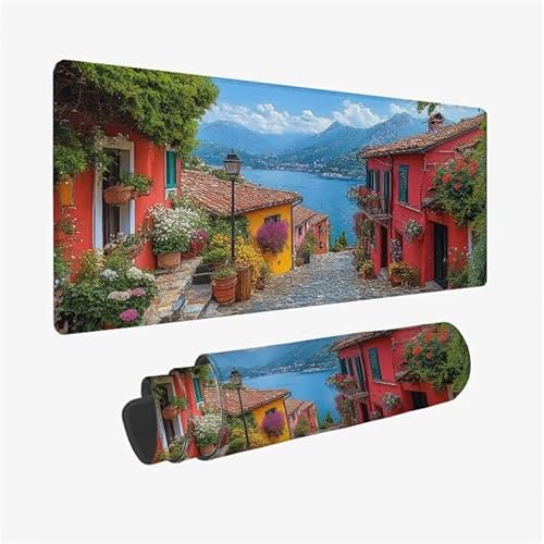 Mauspad Gebirge Schreibtischunterlage Straße Mousepad XXL 800x300X0.3MM, Wetterfest Mauspad Gaming Zubehör mit Rutschfeste Gummibasis, Mouse Pad Schreibtisch Zubehör für Office Deko Gifts, Model-5495 von Zsoxooll