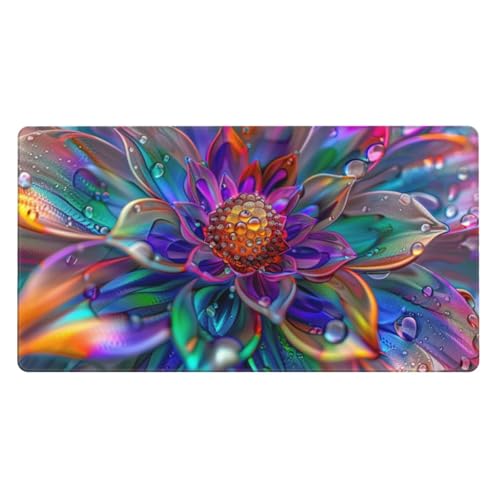 Mauspad Groß Blau Schreibtischunterlage Groß 900x400x3mm XXL Mousepad Blume Mouse pad Zubehör mit Anti Rutsch Basis Mouse Pad Wasserdicht und Langlebig, Gaming Zubehör für Home Zimmer Deko, Geschenke von Zsoxooll