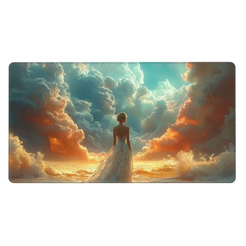 Mauspad Frau Schreibtischunterlage Sonnenuntergang Mauspad Groß 800x300x3mm XXL Mousepad Gaming verbessert Präzision und Geschwindigkeit, Desk Mat Wasserabweisend und Verstärkte Kanten, für Office von Zsoxooll