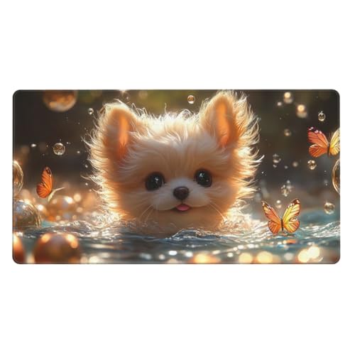 Mauspad Hund Schreibtischunterlage Niedlich Mauspad Groß 800x300x3mm XXL Mousepad Gaming verbessert Präzision und Geschwindigkeit, Desk Mat Wasserabweisend und Verstärkte Kanten, für Home Office von Zsoxooll