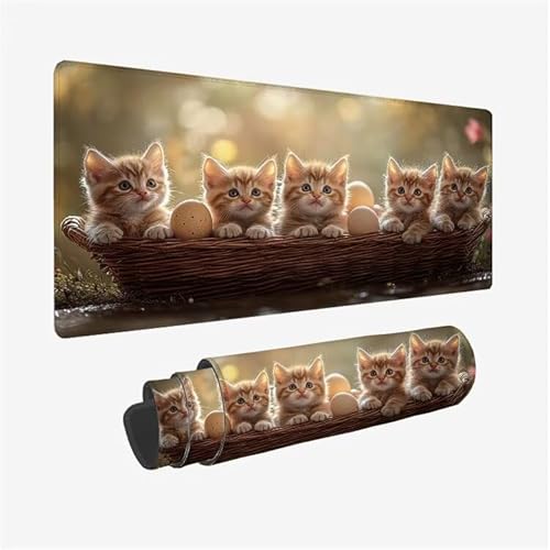 Mauspad Katze Schreibtischunterlage Tier Mousepad XXL 700x300X0.3MM, Wetterfest Mauspad Gaming Zubehör mit rutschfeste Gummibasis, Mouse Pad Schreibtisch Zubehör für Home Office Deko Gifts, Model-994 von Zsoxooll