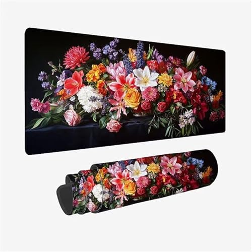 Mauspad Lilie Schreibtischunterlage Blume Mousepad XXL 700x300X0.3MM, Wetterfest Mauspad Gaming Zubehör mit Rutschfeste Gummibasis, Mouse Pad Schreibtisch Zubehör für Office Deko Gifts, Model-2434 von Zsoxooll