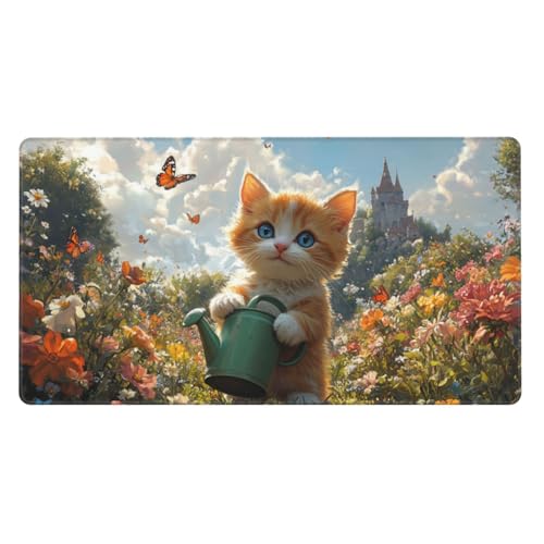 Mauspad Groß Katze Schreibtischunterlage Groß 800x300x3mm XXL Mousepad Schmetterling Mouse pad Zubehör mit Anti Rutsch Basis Mouse Pad Wasserdicht und Langlebig, Gaming Zubehör für Home Zimmer Deko von Zsoxooll