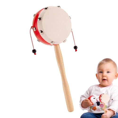 Zuasdvnk Musikalisches Rasselspielzeug, handgefertigte Affentrommeln aus Holz - Affentrommel Rasseltrommel | Handle Drum Fun Kinder-Trommel- und Percussion-Instrumente zum Geburtstag, Weihnachten, von Zuasdvnk